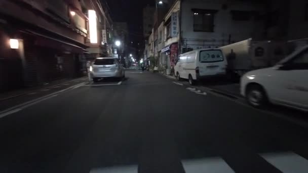 Tokio Noche Ciclismo Guion Cam Grabadora Conducción 2021 — Vídeos de Stock