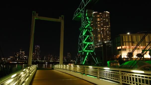 Tokyo Toyosu Night View Δεκέμβριος 2021 — Αρχείο Βίντεο