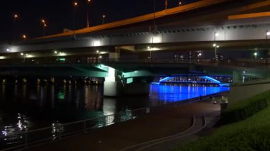 Tokyo gece görüşünde köprü
