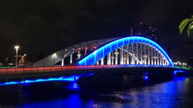 Tokyo gece görüşünde köprü