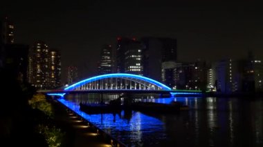 Tokyo gece görüşünde köprü