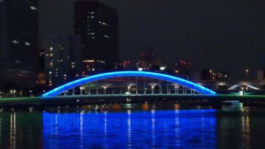 Tokyo gece görüşünde köprü