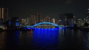 Tokyo gece görüşünde köprü