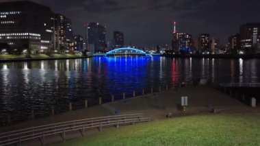 Tokyo gece görüşünde köprü