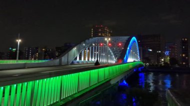 Tokyo gece görüşünde köprü