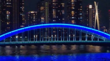 Tokyo gece görüşünde köprü
