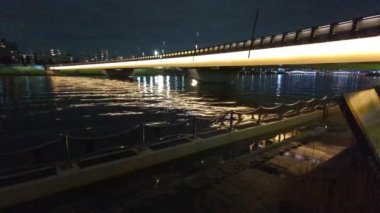 Tokyo gece görüşünde köprü