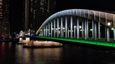 Tokyo gece görüşünde köprü