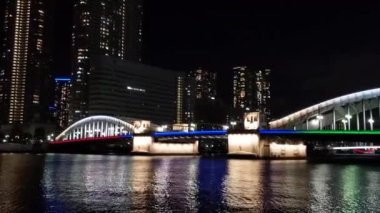 Tokyo gece görüşünde köprü