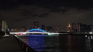 Tokyo gece görüşünde köprü