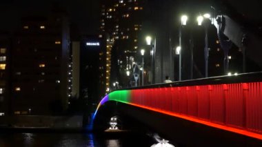 Tokyo gece görüşünde köprü