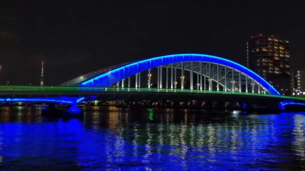 Puente Tokio Vista Nocturna — Vídeos de Stock
