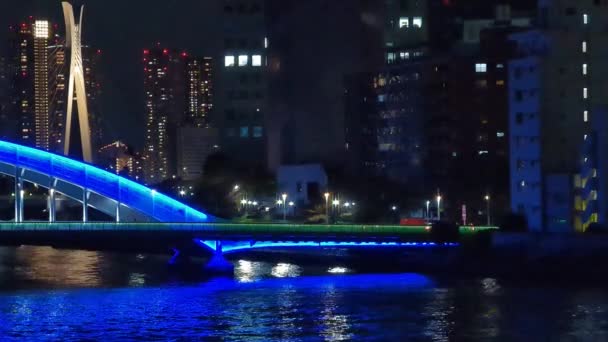 Puente Tokio Vista Nocturna — Vídeos de Stock