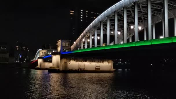 Puente Tokio Vista Nocturna — Vídeos de Stock