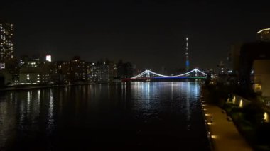 Tokyo gece görüşünde köprü
