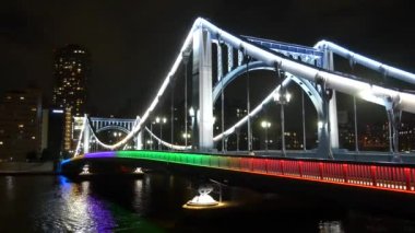 Tokyo gece görüşünde köprü