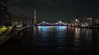 Tokyo gece görüşünde köprü