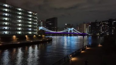 Tokyo gece görüşünde köprü