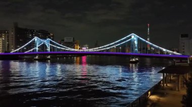 Tokyo gece görüşünde köprü