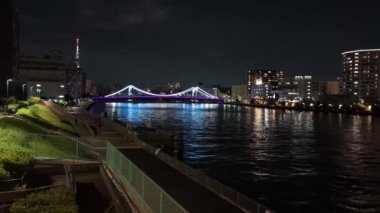 Tokyo gece görüşünde köprü