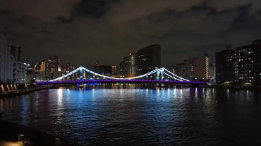 Tokyo gece görüşünde köprü