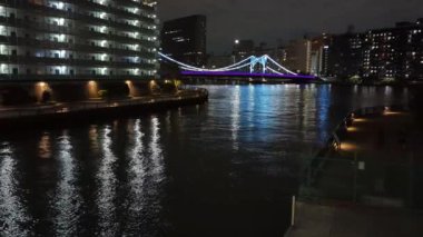 Tokyo gece görüşünde köprü
