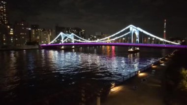 Tokyo gece görüşünde köprü