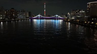 Tokyo gece görüşünde köprü