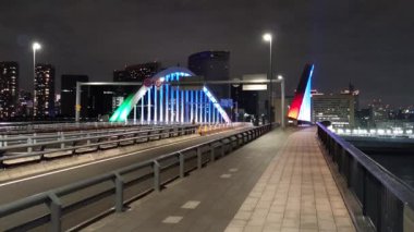 Tokyo gece görüşünde köprü
