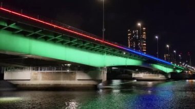Tokyo gece görüşünde köprü
