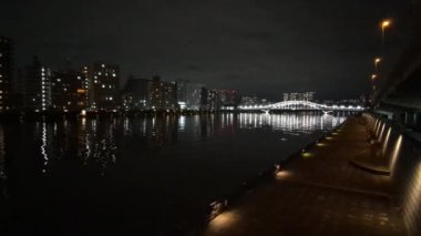 Tokyo gece görüşünde köprü