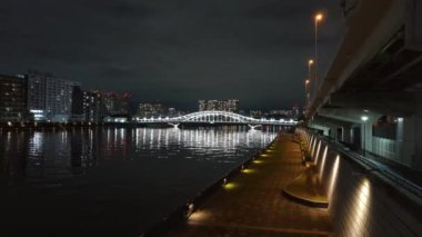 Tokyo gece görüşünde köprü