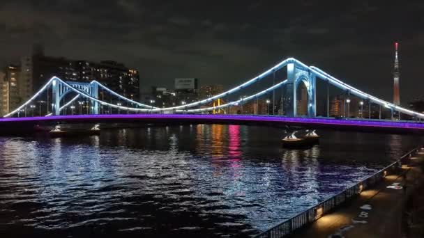 Puente Tokio Vista Nocturna — Vídeos de Stock