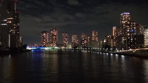 Puente Tokio Vista Nocturna — Vídeos de Stock