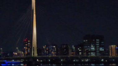 Tokyo gece görüşünde köprü