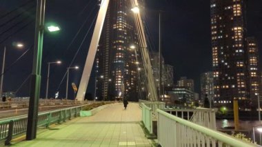 Tokyo gece görüşünde köprü