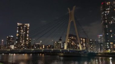 Tokyo gece görüşünde köprü