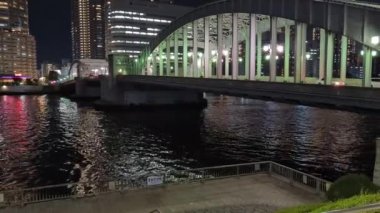 Tokyo gece görüşünde köprü