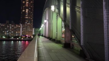 Tokyo gece görüşünde köprü