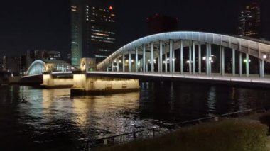 Tokyo gece görüşünde köprü
