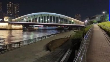Tokyo gece görüşünde köprü