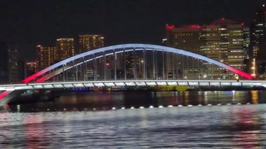 Tokyo gece görüşünde köprü