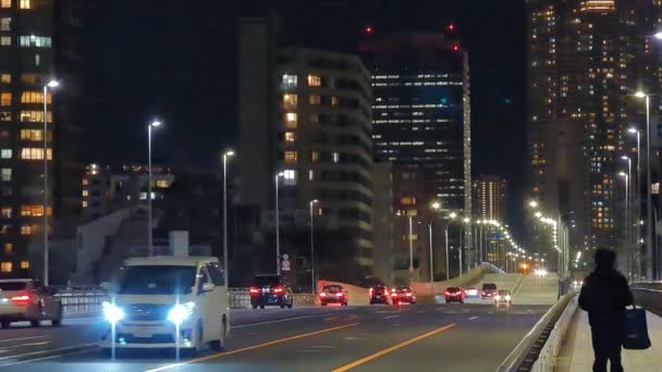 Ponte Tóquio Vista Noturna — Vídeo de Stock