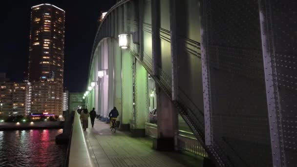 Puente Tokio Vista Nocturna — Vídeos de Stock