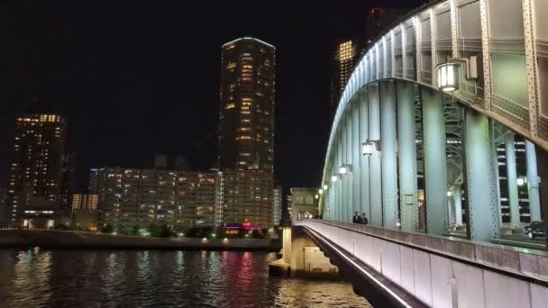 Ponte Tóquio Vista Noturna — Vídeo de Stock