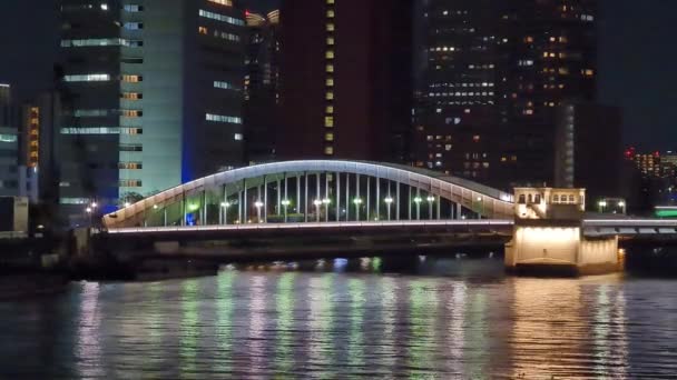 Puente Tokio Vista Nocturna — Vídeos de Stock