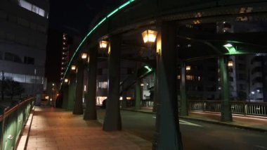 Tokyo gece görüşünde köprü