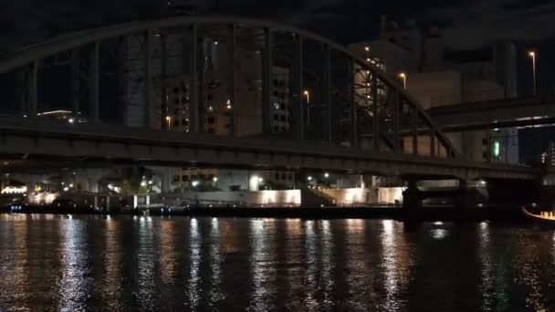 Γέφυρα Στο Τόκιο Νυχτερινή Θέα — Αρχείο Βίντεο