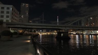Tokyo gece görüşünde köprü