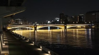 Tokyo gece görüşünde köprü